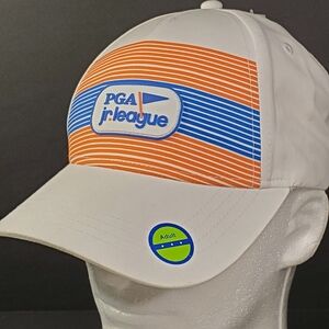 PGA Jr. League Patch Cap Adult Adjustable Strapback Cool White Hat New With Tag.